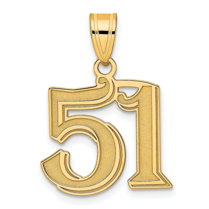 Lovely Rita's Pendants & Charms 14k Yellow Gold Polished Etched Finish Number 51 Charm Pendant