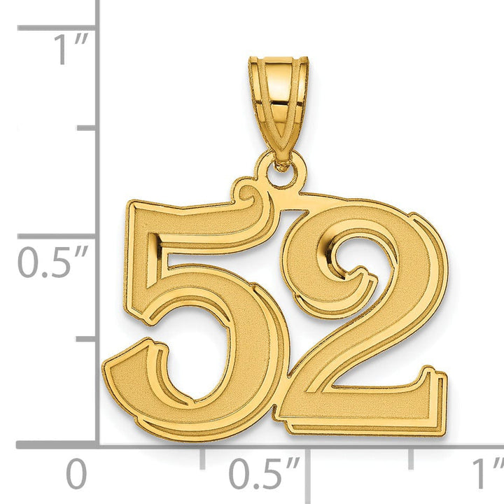 Lovely Rita's Pendants & Charms 14k Yellow Gold Polished Etched Finish Number 52 Charm Pendant