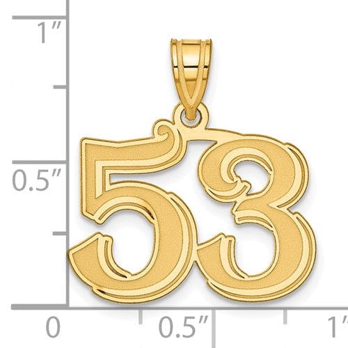 Lovely Rita's Pendants & Charms 14k Yellow Gold Polished Etched Finish Number 53 Charm Pendant