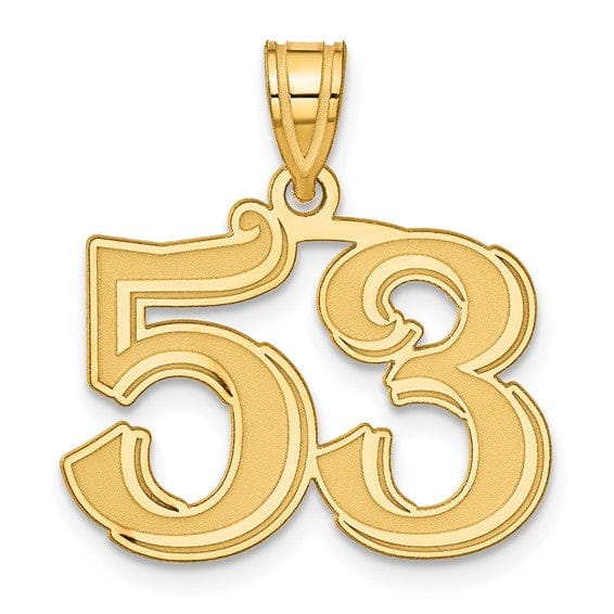 Lovely Rita's Pendants & Charms 14k Yellow Gold Polished Etched Finish Number 53 Charm Pendant