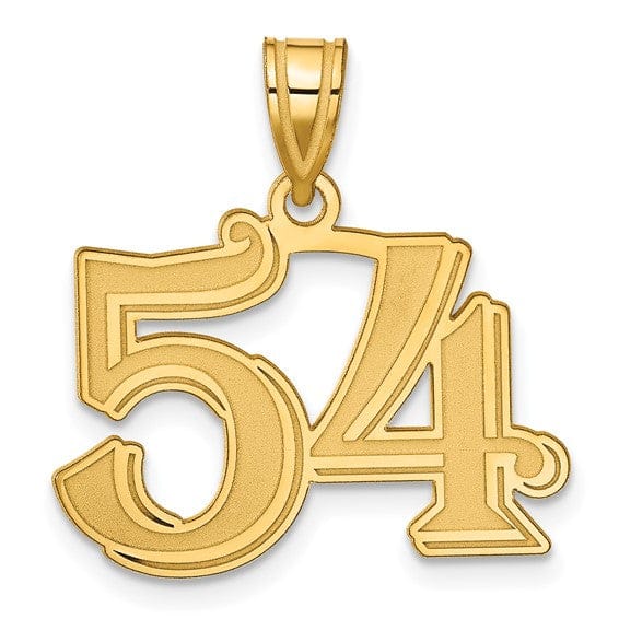 Lovely Rita's Pendants & Charms 14k Yellow Gold Polished Etched Finish Number 54 Charm Pendant