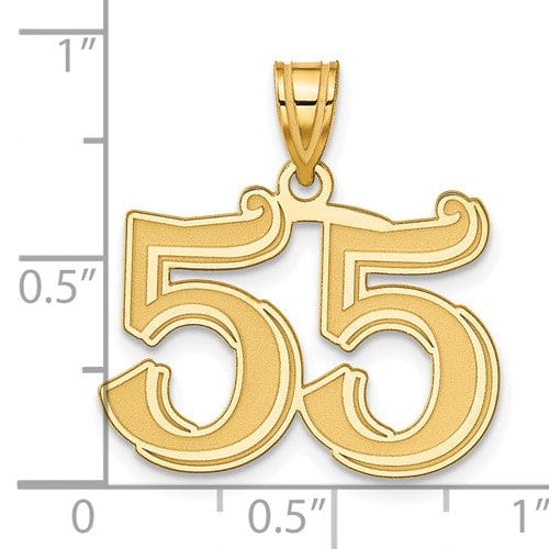 Lovely Rita's Pendants & Charms 14k Yellow Gold Polished Etched Finish Number 55 Charm Pendant