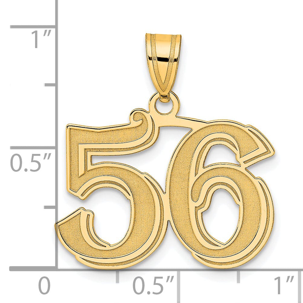 Lovely Rita's Pendants & Charms 14k Yellow Gold Polished Etched Finish Number 56 Charm Pendant