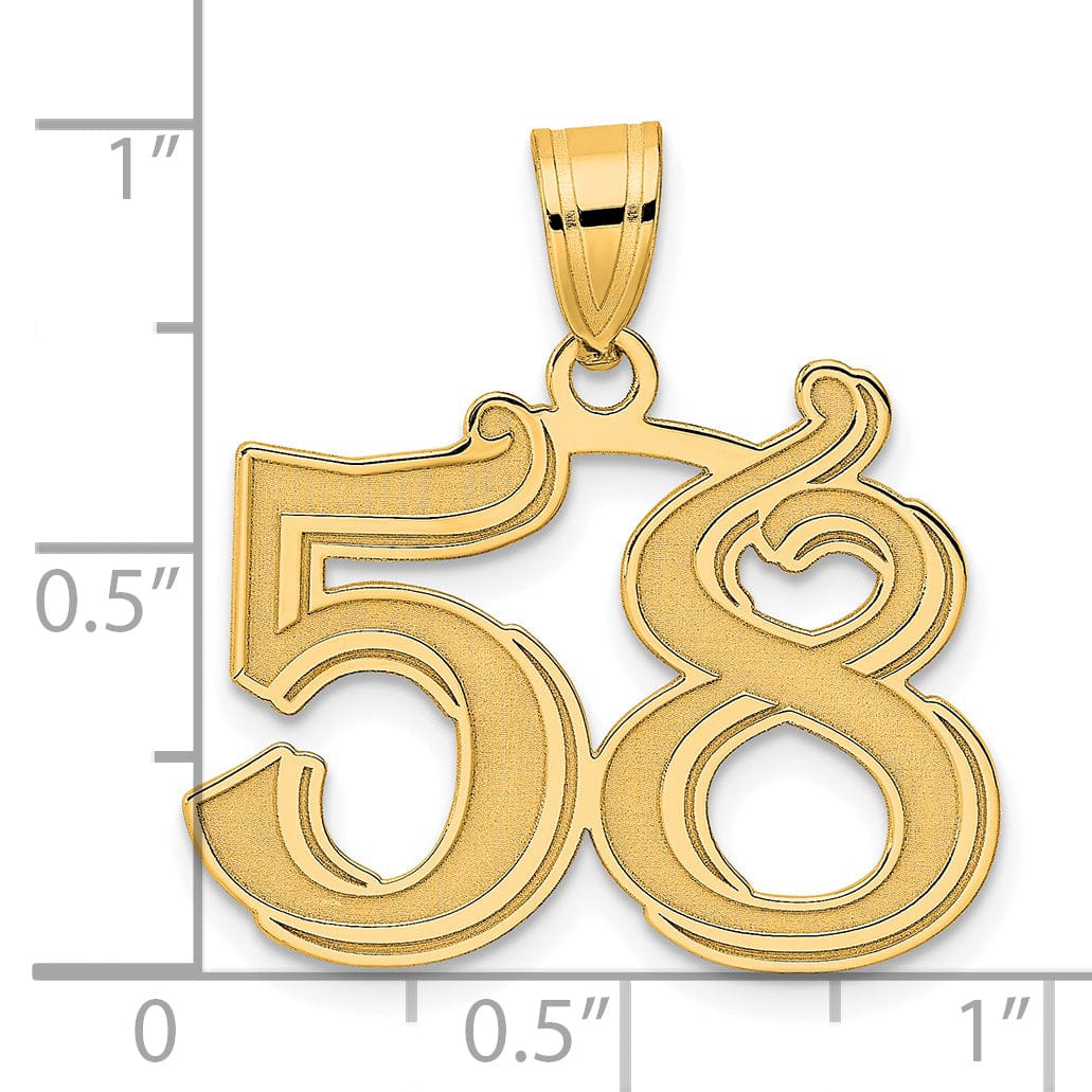 Lovely Rita's Pendants & Charms 14k Yellow Gold Polished Etched Finish Number 58 Charm Pendant