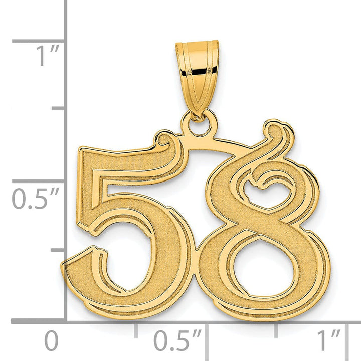 Lovely Rita's Pendants & Charms 14k Yellow Gold Polished Etched Finish Number 58 Charm Pendant