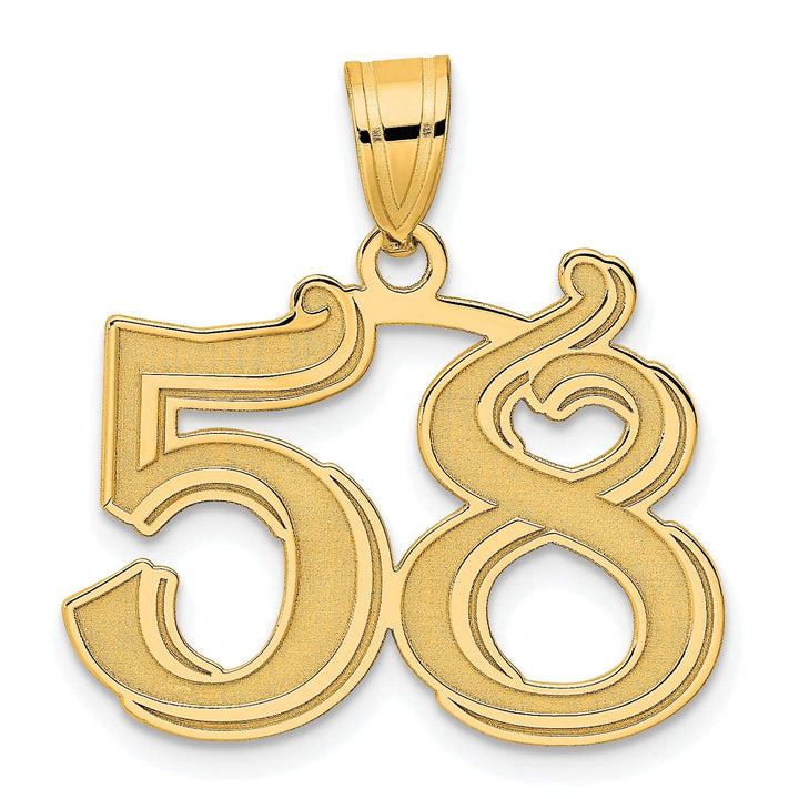 Lovely Rita's Pendants & Charms 14k Yellow Gold Polished Etched Finish Number 58 Charm Pendant