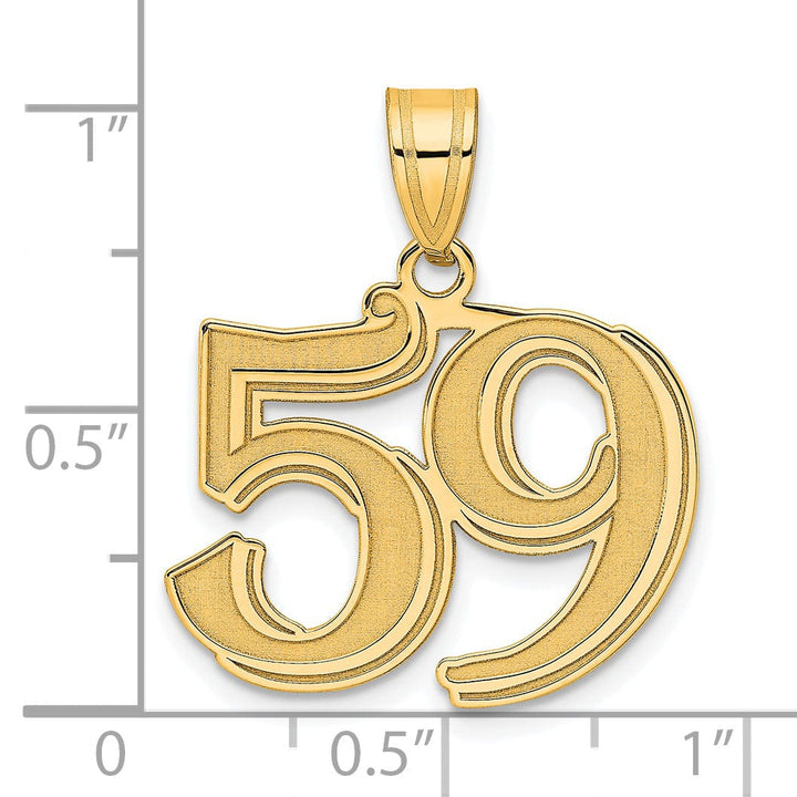 Lovely Rita's Pendants & Charms 14k Yellow Gold Polished Etched Finish Number 59 Charm Pendant