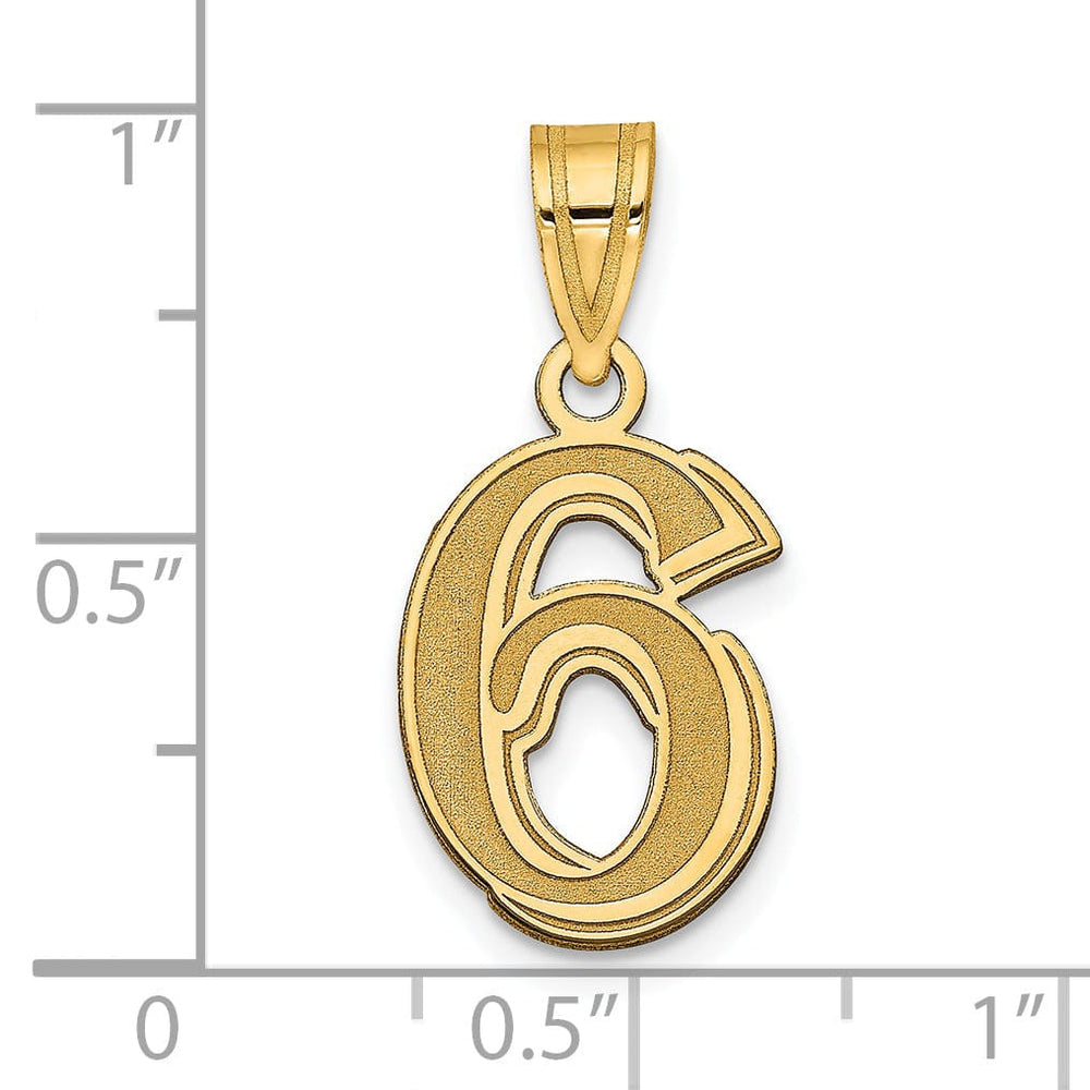 Lovely Rita's Pendants & Charms 14k Yellow Gold Polished Etched Finish Number 6 Charm Pendant
