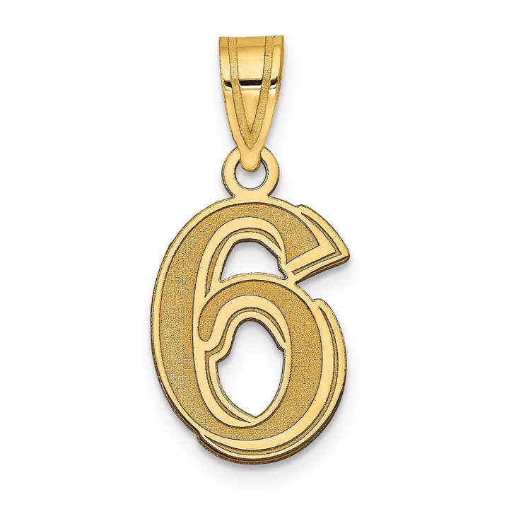 Lovely Rita's Pendants & Charms 14k Yellow Gold Polished Etched Finish Number 6 Charm Pendant