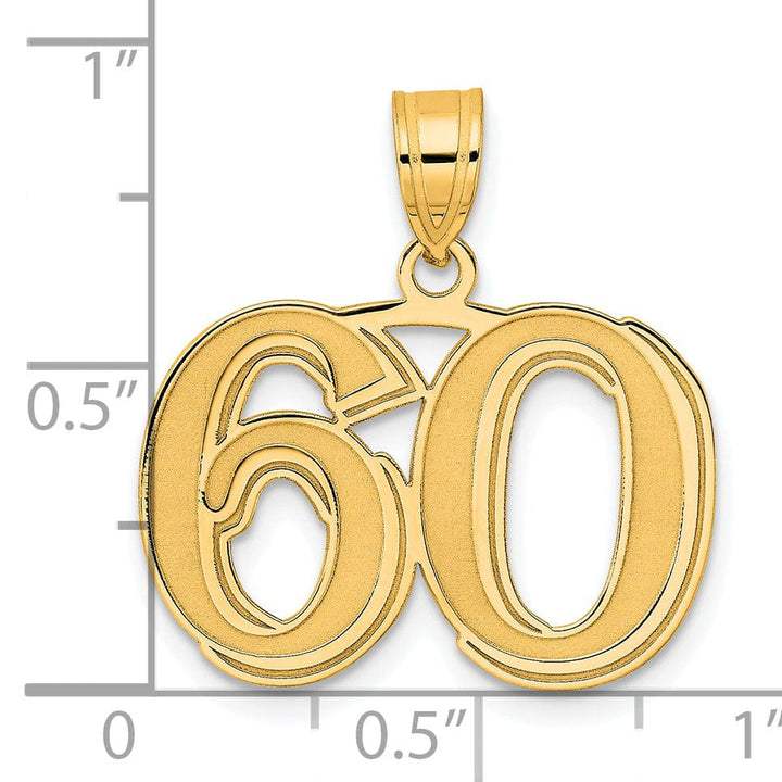 Lovely Rita's Pendants & Charms 14k Yellow Gold Polished Etched Finish Number 60 Charm Pendant