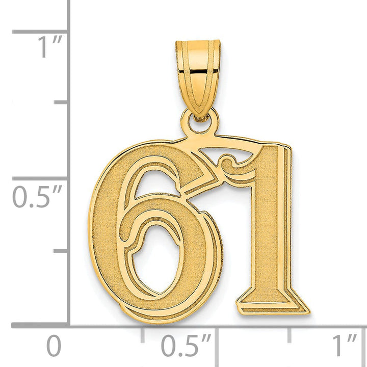 Lovely Rita's Pendants & Charms 14k Yellow Gold Polished Etched Finish Number 61 Charm Pendant