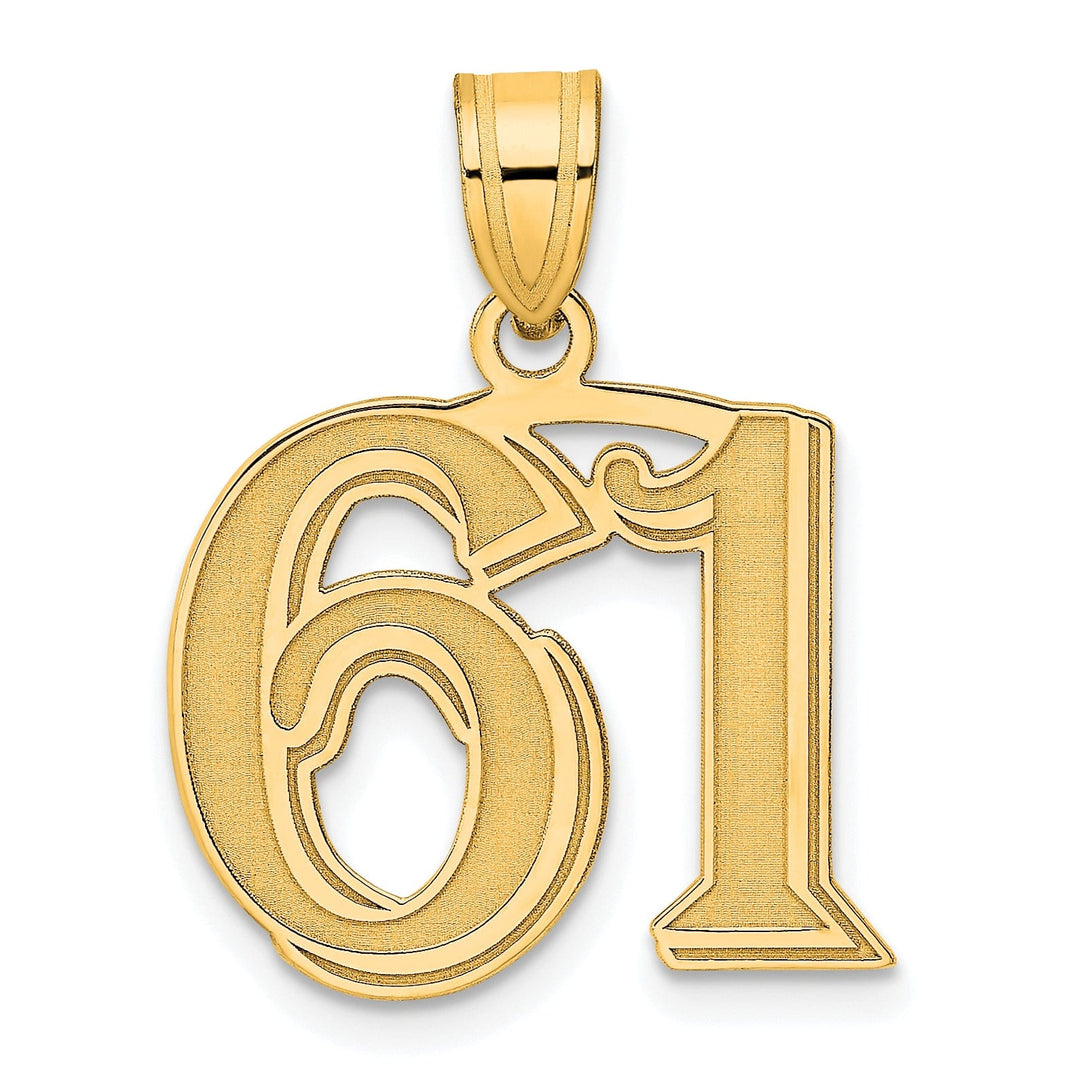 Lovely Rita's Pendants & Charms 14k Yellow Gold Polished Etched Finish Number 61 Charm Pendant