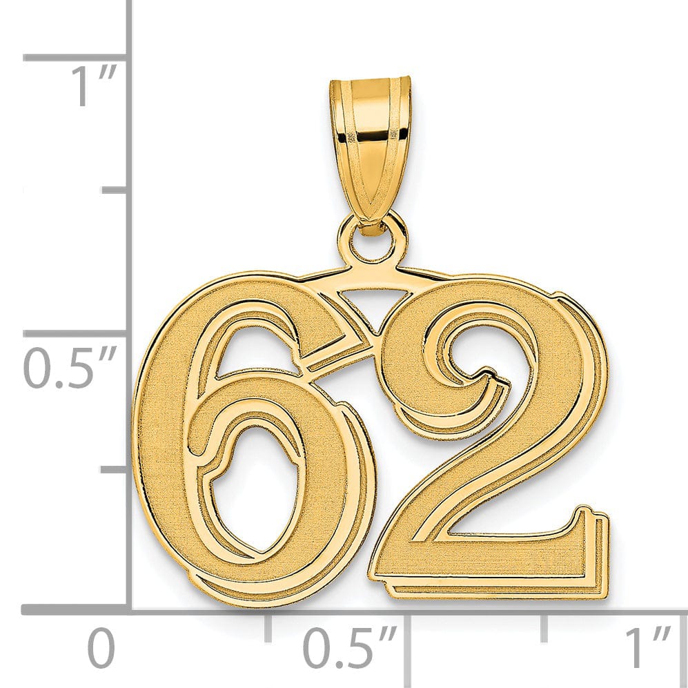 Lovely Rita's Pendants & Charms 14k Yellow Gold Polished Etched Finish Number 62 Charm Pendant