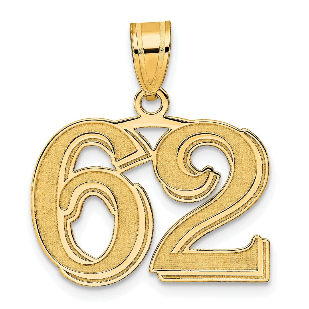 Lovely Rita's Pendants & Charms 14k Yellow Gold Polished Etched Finish Number 62 Charm Pendant