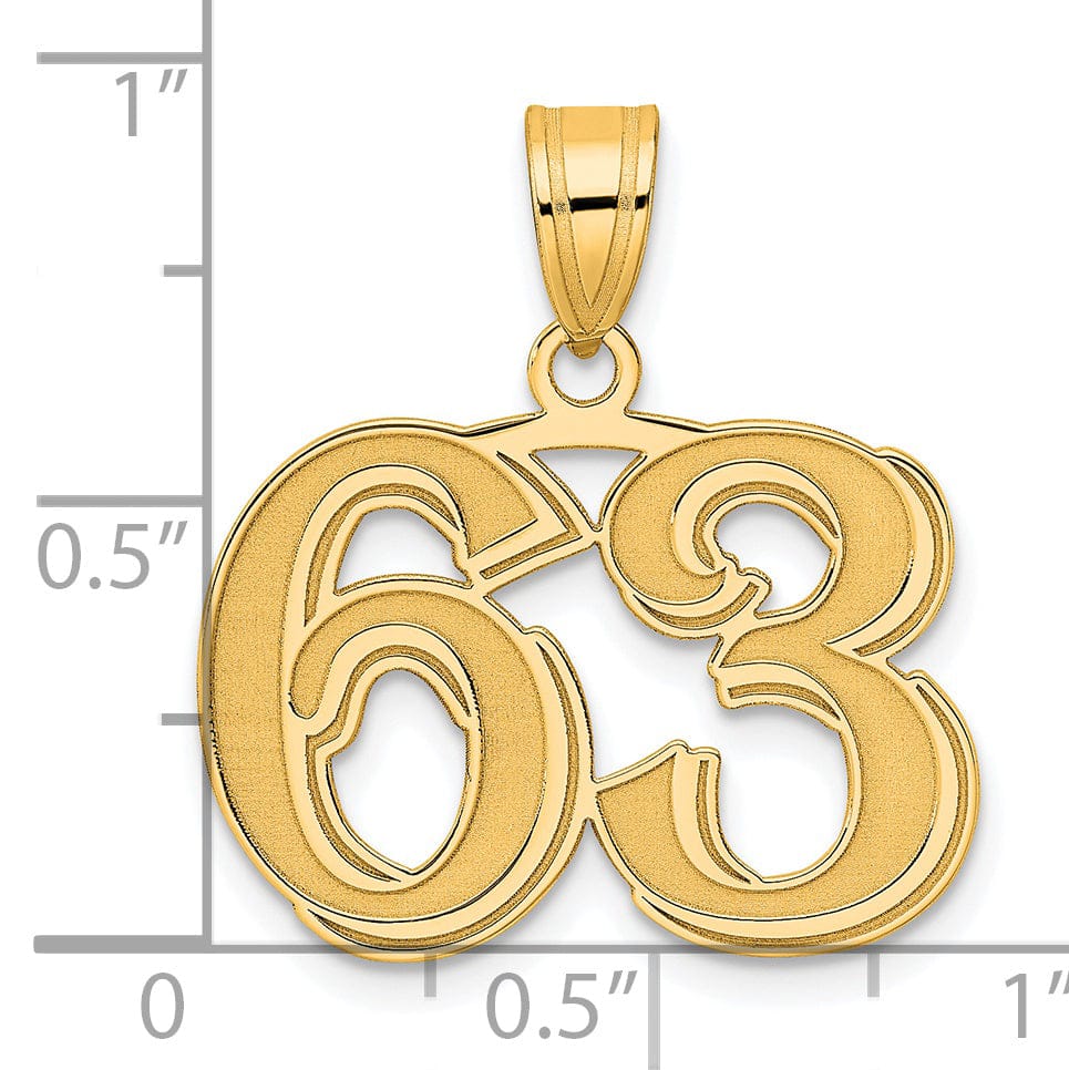 Lovely Rita's Pendants & Charms 14k Yellow Gold Polished Etched Finish Number 63 Charm Pendant