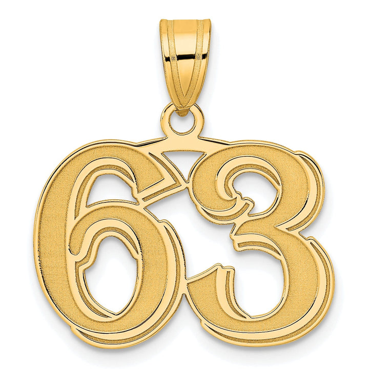 Lovely Rita's Pendants & Charms 14k Yellow Gold Polished Etched Finish Number 63 Charm Pendant
