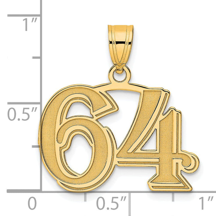 Lovely Rita's Pendants & Charms 14k Yellow Gold Polished Etched Finish Number 64 Charm Pendant