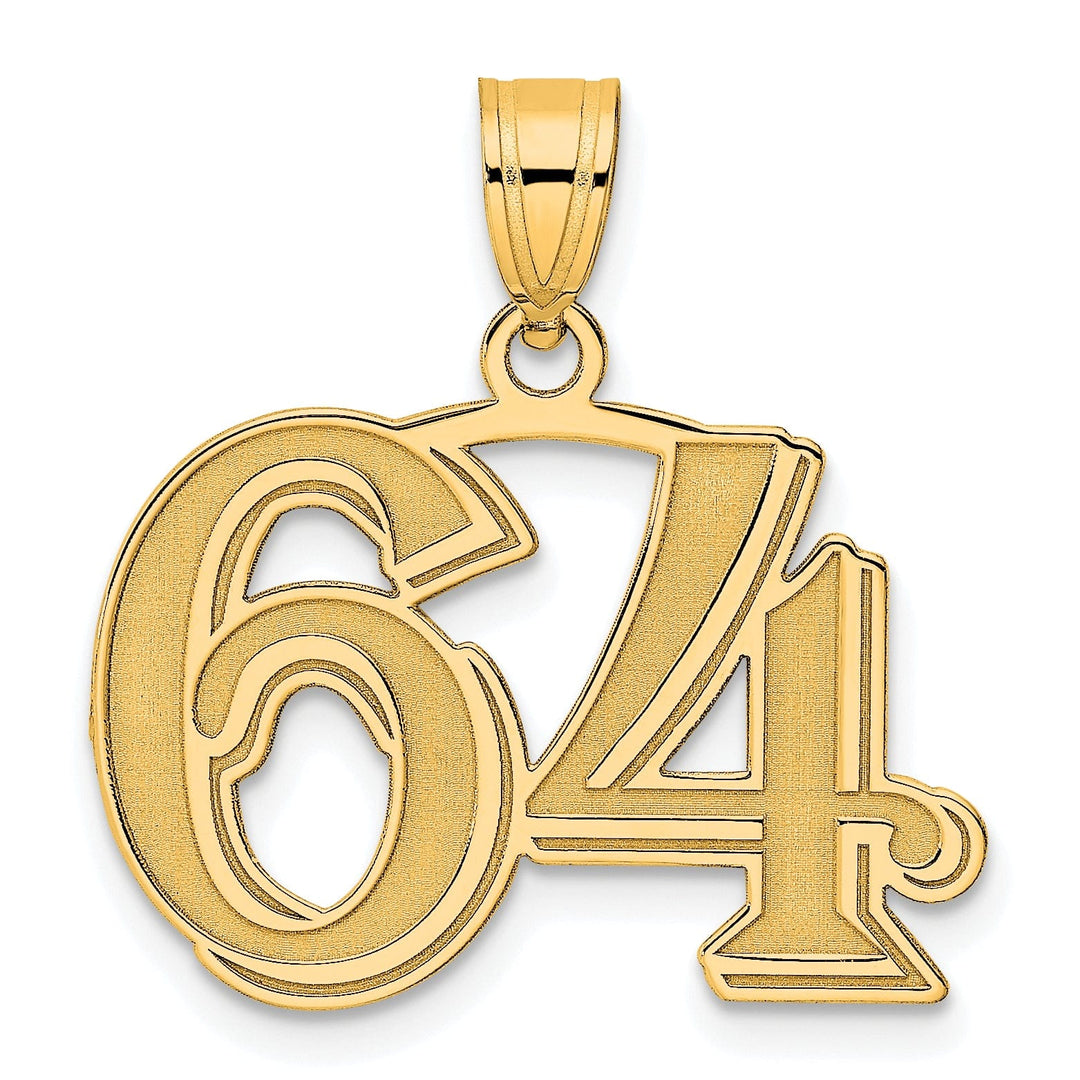 Lovely Rita's Pendants & Charms 14k Yellow Gold Polished Etched Finish Number 64 Charm Pendant