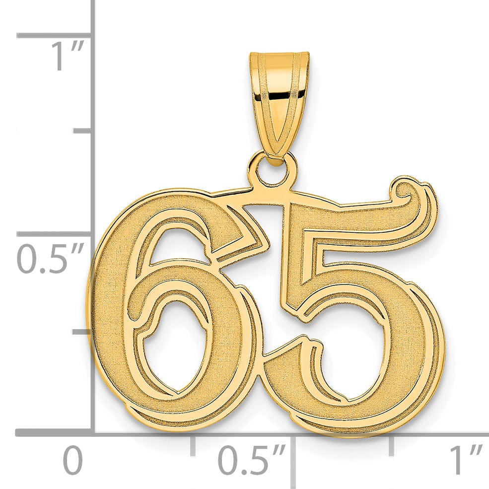 Lovely Rita's Pendants & Charms 14k Yellow Gold Polished Etched Finish Number 65 Charm Pendant