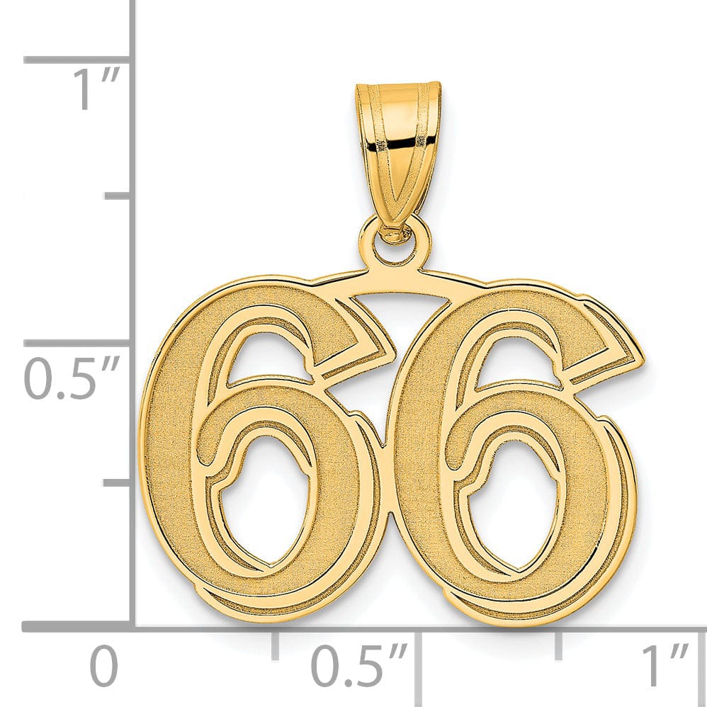 Lovely Rita's Pendants & Charms 14k Yellow Gold Polished Etched Finish Number 66 Charm Pendant
