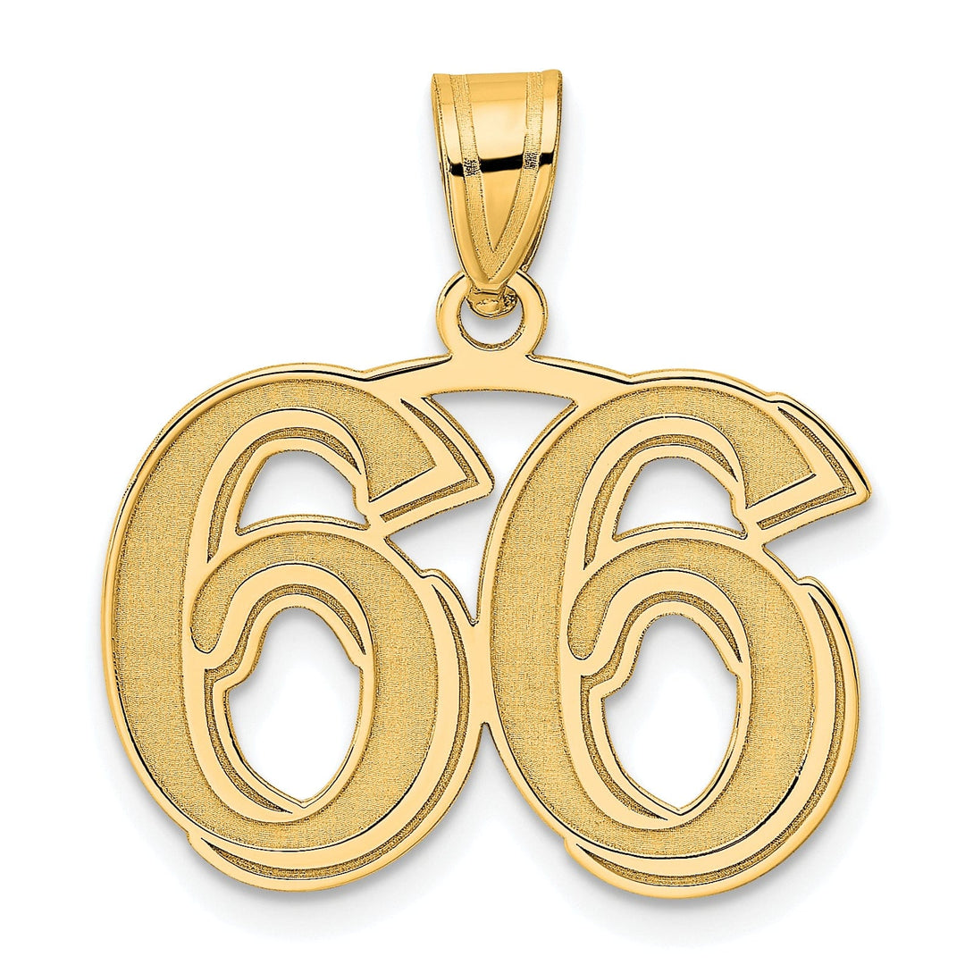 Lovely Rita's Pendants & Charms 14k Yellow Gold Polished Etched Finish Number 66 Charm Pendant