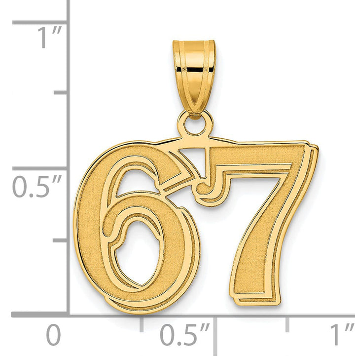 Lovely Rita's Pendants & Charms 14k Yellow Gold Polished Etched Finish Number 67 Charm Pendant