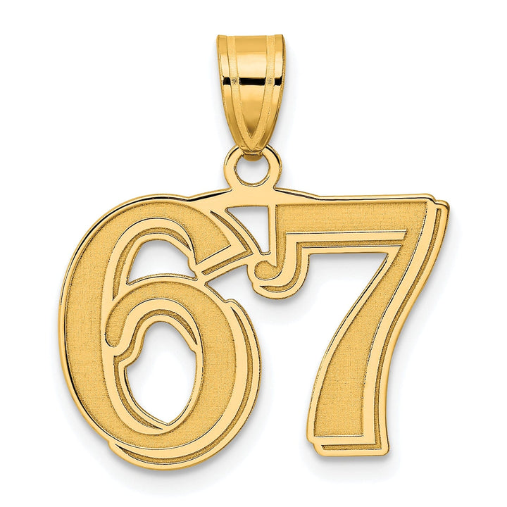 Lovely Rita's Pendants & Charms 14k Yellow Gold Polished Etched Finish Number 67 Charm Pendant