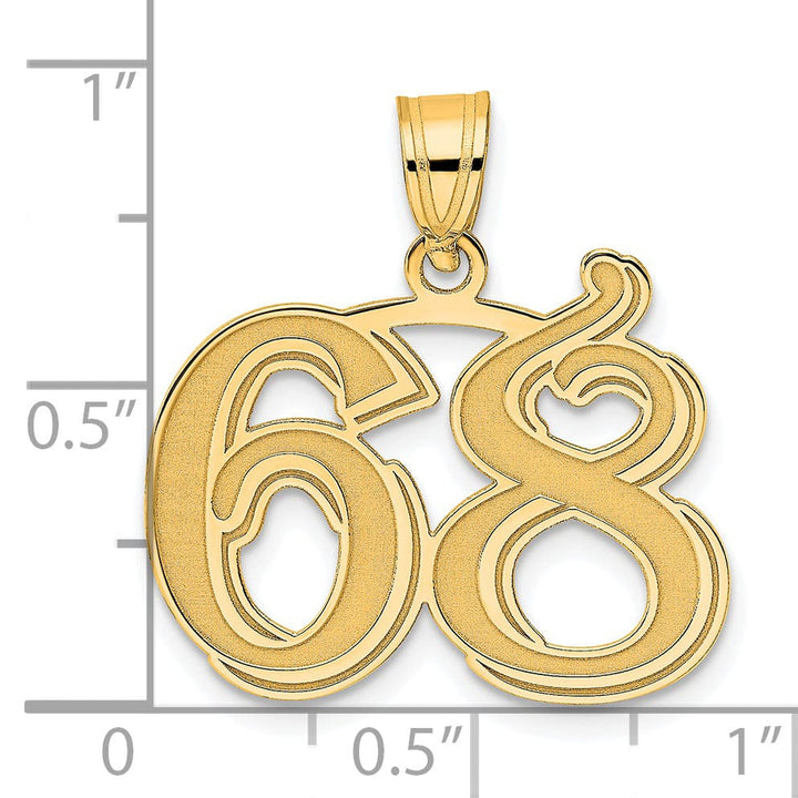 Lovely Rita's Pendants & Charms 14k Yellow Gold Polished Etched Finish Number 68 Charm Pendant