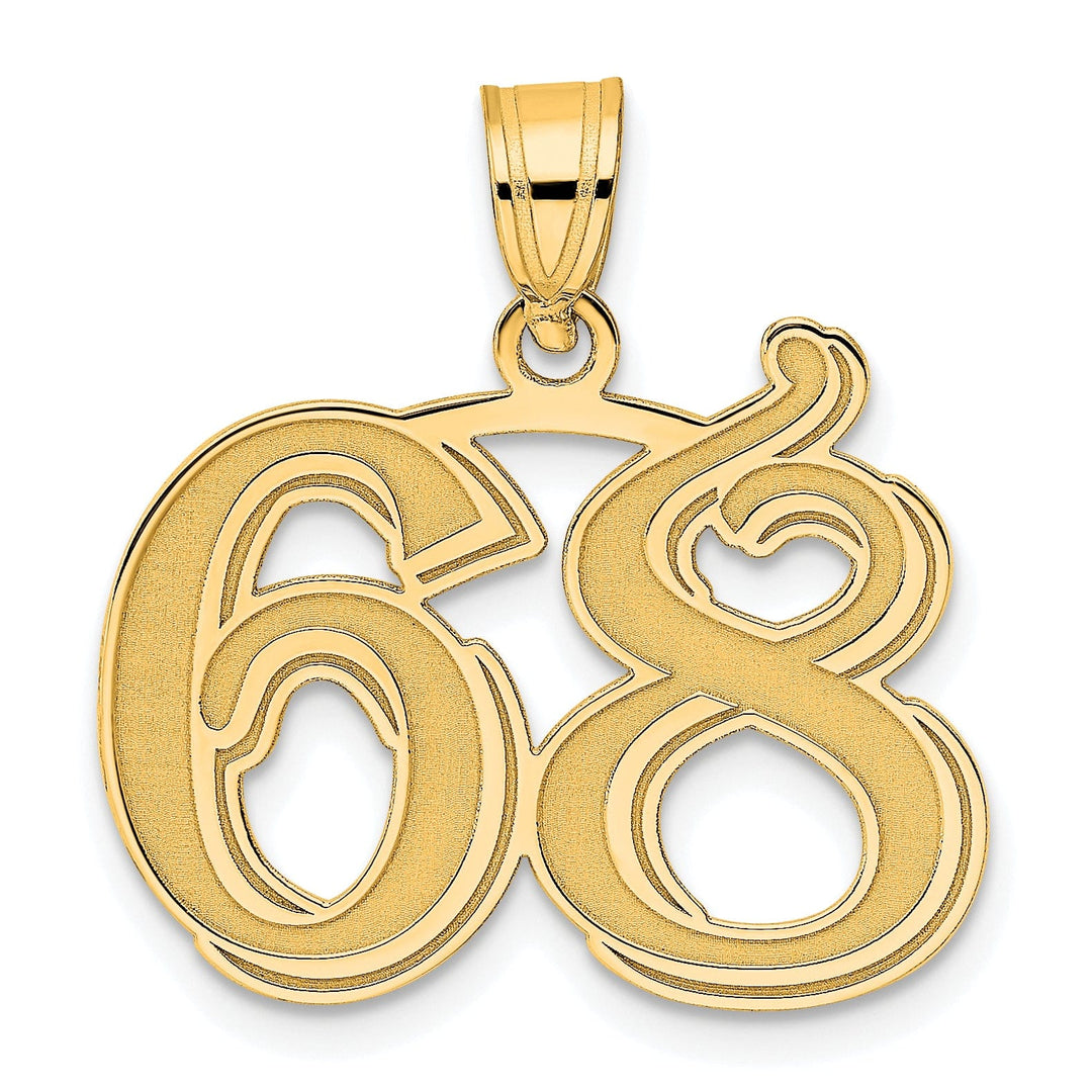 Lovely Rita's Pendants & Charms 14k Yellow Gold Polished Etched Finish Number 68 Charm Pendant