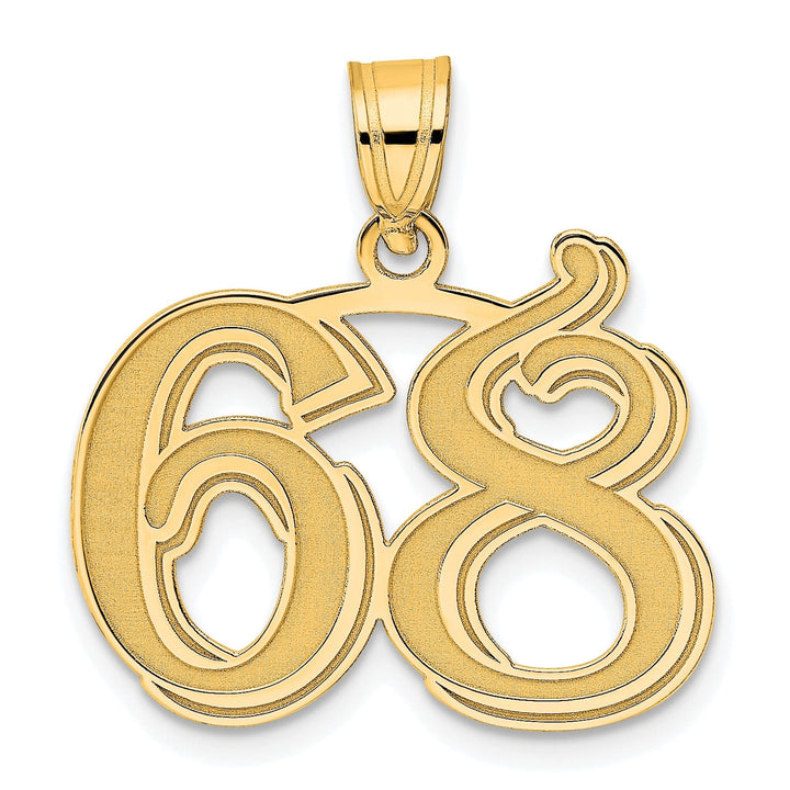 Lovely Rita's Pendants & Charms 14k Yellow Gold Polished Etched Finish Number 68 Charm Pendant