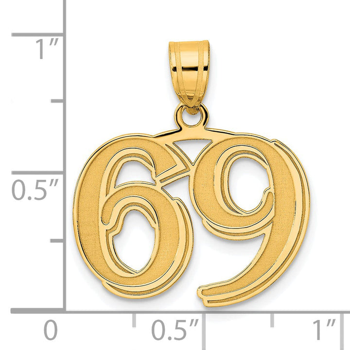 Lovely Rita's Pendants & Charms 14k Yellow Gold Polished Etched Finish Number 69 Charm Pendant