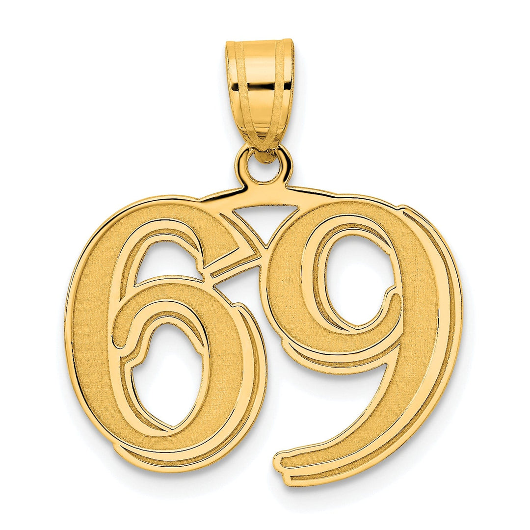 Lovely Rita's Pendants & Charms 14k Yellow Gold Polished Etched Finish Number 69 Charm Pendant