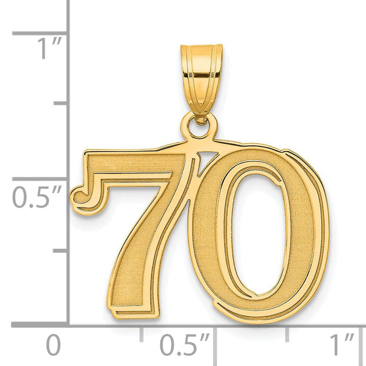 Lovely Rita's Pendants & Charms 14k Yellow Gold Polished Etched Finish Number 70 Charm Pendant