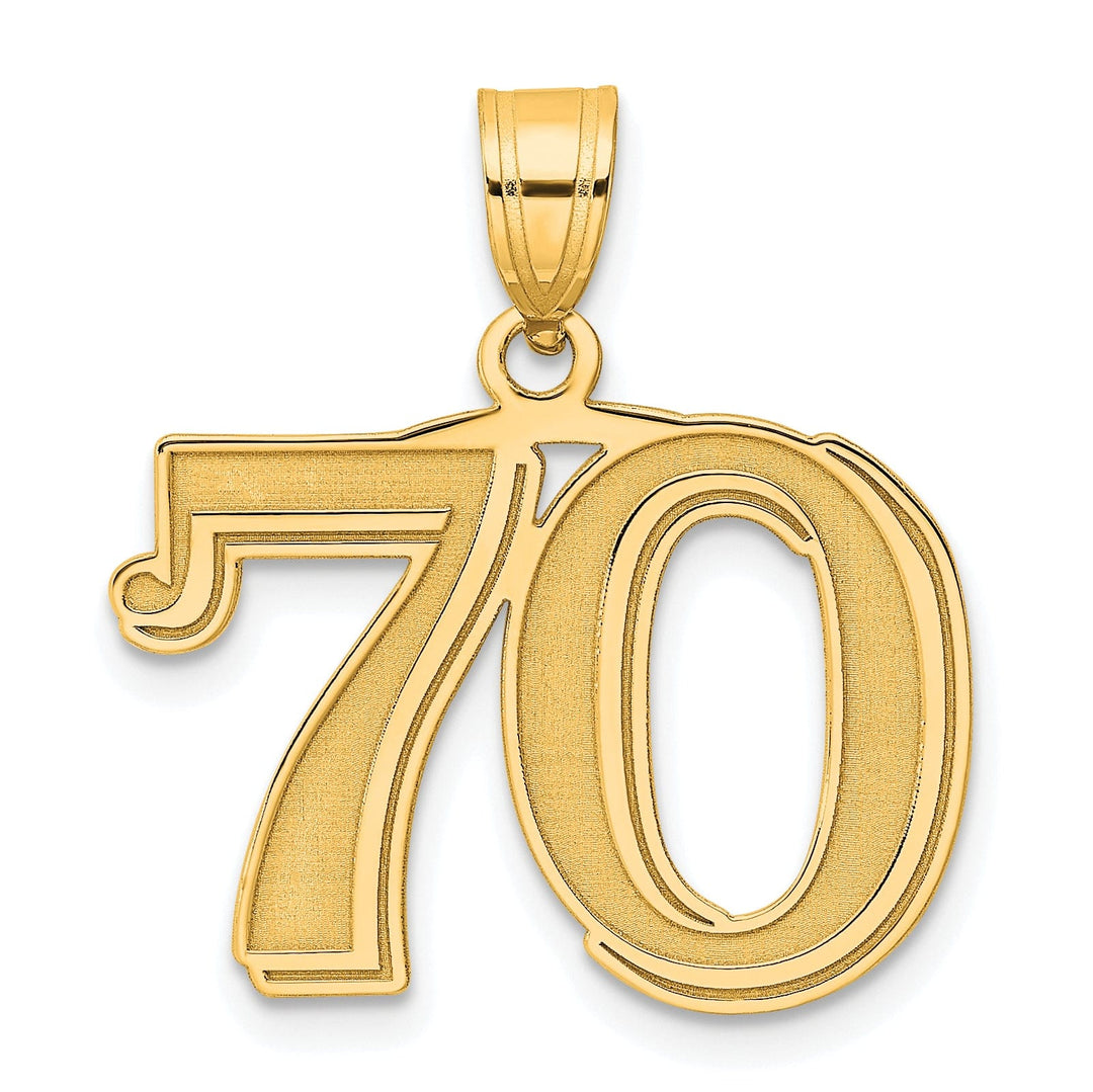 Lovely Rita's Pendants & Charms 14k Yellow Gold Polished Etched Finish Number 70 Charm Pendant