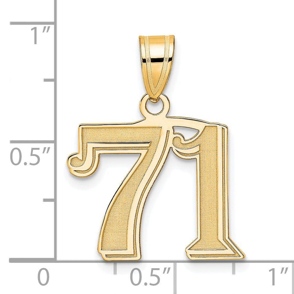 Lovely Rita's Pendants & Charms 14k Yellow Gold Polished Etched Finish Number 71 Charm Pendant