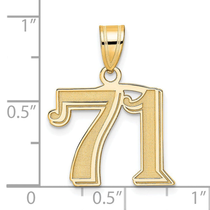 Lovely Rita's Pendants & Charms 14k Yellow Gold Polished Etched Finish Number 71 Charm Pendant