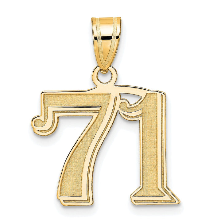 Lovely Rita's Pendants & Charms 14k Yellow Gold Polished Etched Finish Number 71 Charm Pendant