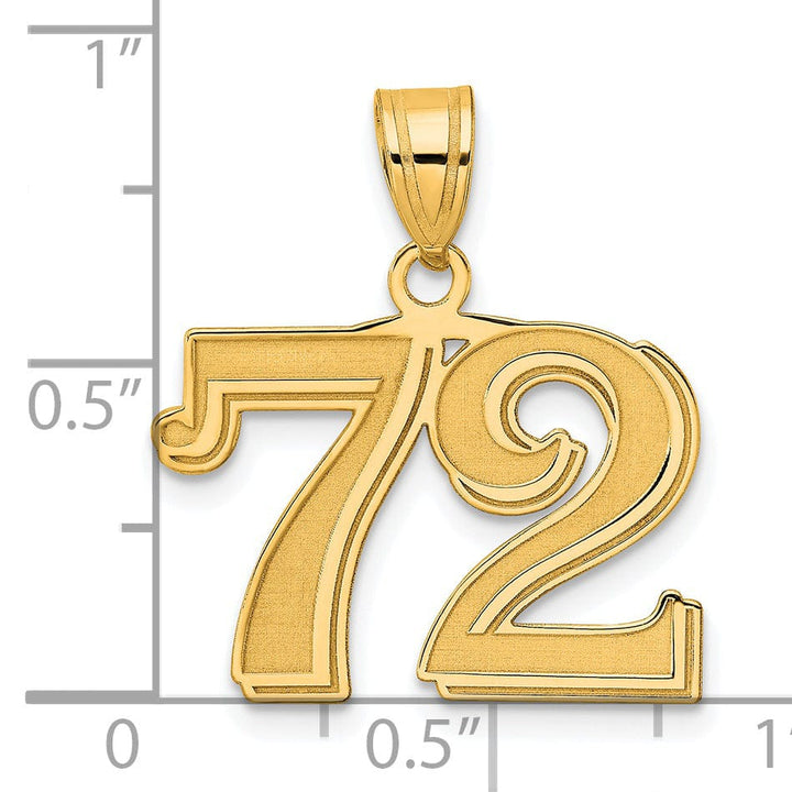 Lovely Rita's Pendants & Charms 14k Yellow Gold Polished Etched Finish Number 72 Charm Pendant
