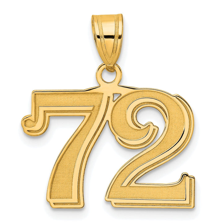 Lovely Rita's Pendants & Charms 14k Yellow Gold Polished Etched Finish Number 72 Charm Pendant