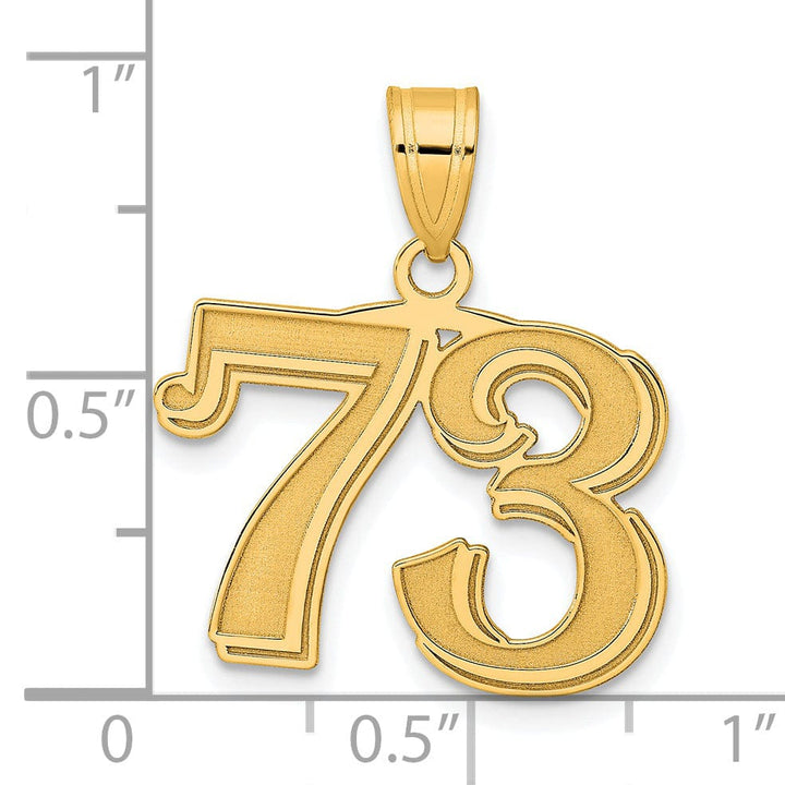 Lovely Rita's Pendants & Charms 14k Yellow Gold Polished Etched Finish Number 73 Charm Pendant