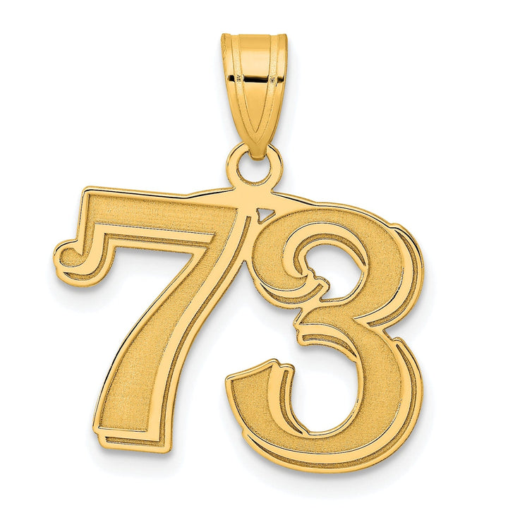 Lovely Rita's Pendants & Charms 14k Yellow Gold Polished Etched Finish Number 73 Charm Pendant