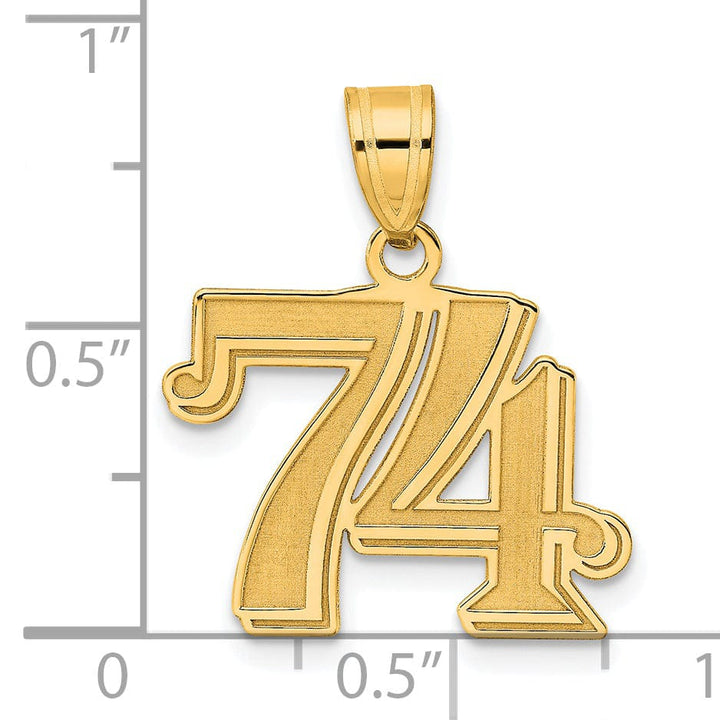 Lovely Rita's Pendants & Charms 14k Yellow Gold Polished Etched Finish Number 74 Charm Pendant