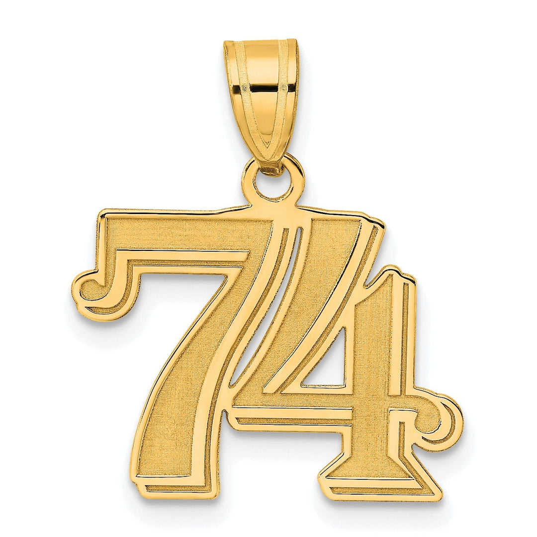 Lovely Rita's Pendants & Charms 14k Yellow Gold Polished Etched Finish Number 74 Charm Pendant