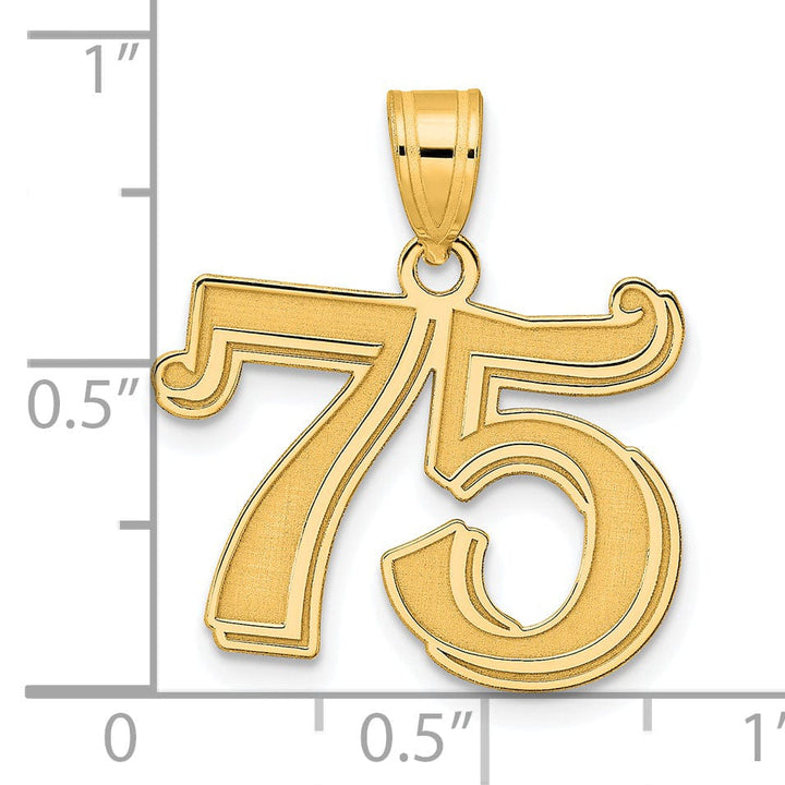 Lovely Rita's Pendants & Charms 14k Yellow Gold Polished Etched Finish Number 75 Charm Pendant