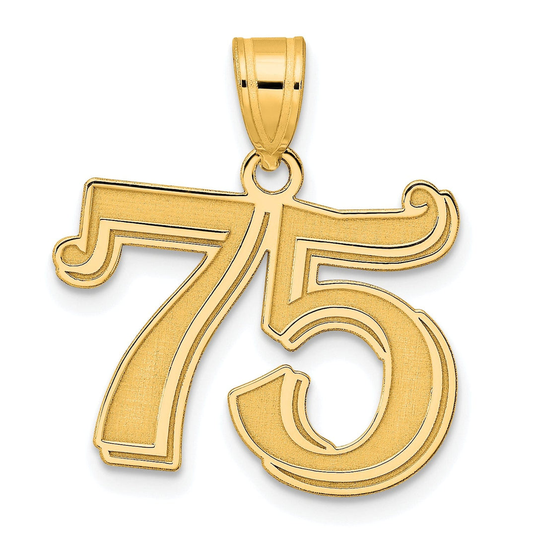Lovely Rita's Pendants & Charms 14k Yellow Gold Polished Etched Finish Number 75 Charm Pendant