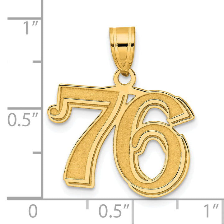 Lovely Rita's Pendants & Charms 14k Yellow Gold Polished Etched Finish Number 76 Charm Pendant