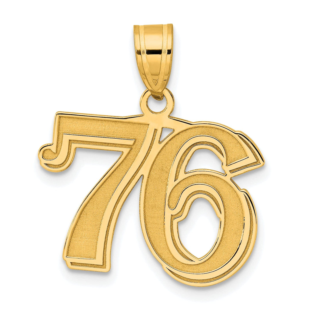Lovely Rita's Pendants & Charms 14k Yellow Gold Polished Etched Finish Number 76 Charm Pendant