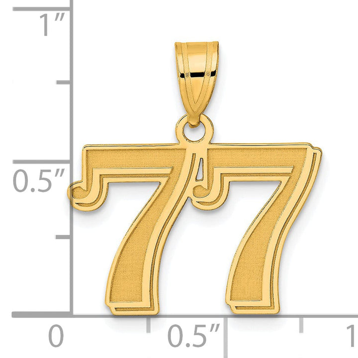 Lovely Rita's Pendants & Charms 14k Yellow Gold Polished Etched Finish Number 77 Charm Pendant