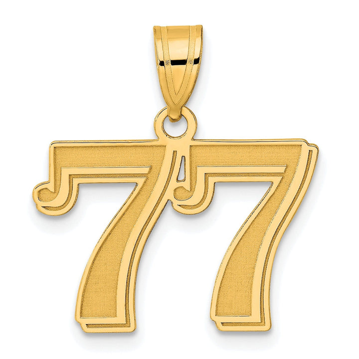 Lovely Rita's Pendants & Charms 14k Yellow Gold Polished Etched Finish Number 77 Charm Pendant