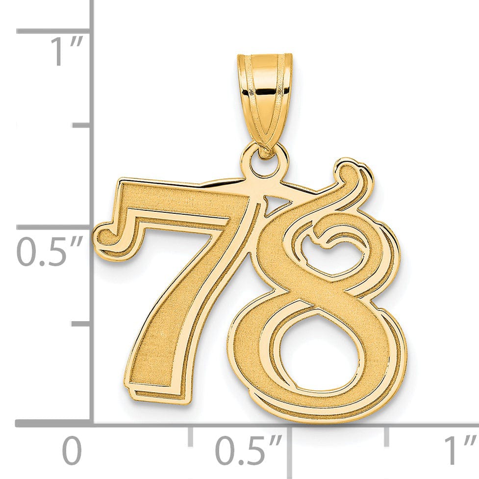 Lovely Rita's Pendants & Charms 14k Yellow Gold Polished Etched Finish Number 78 Charm Pendant